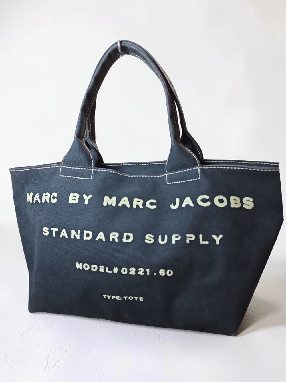 Marc by Marc Jacobs Black Canvas Logo Tote Bag Large Double Handles EUC - Picture 11 of 11